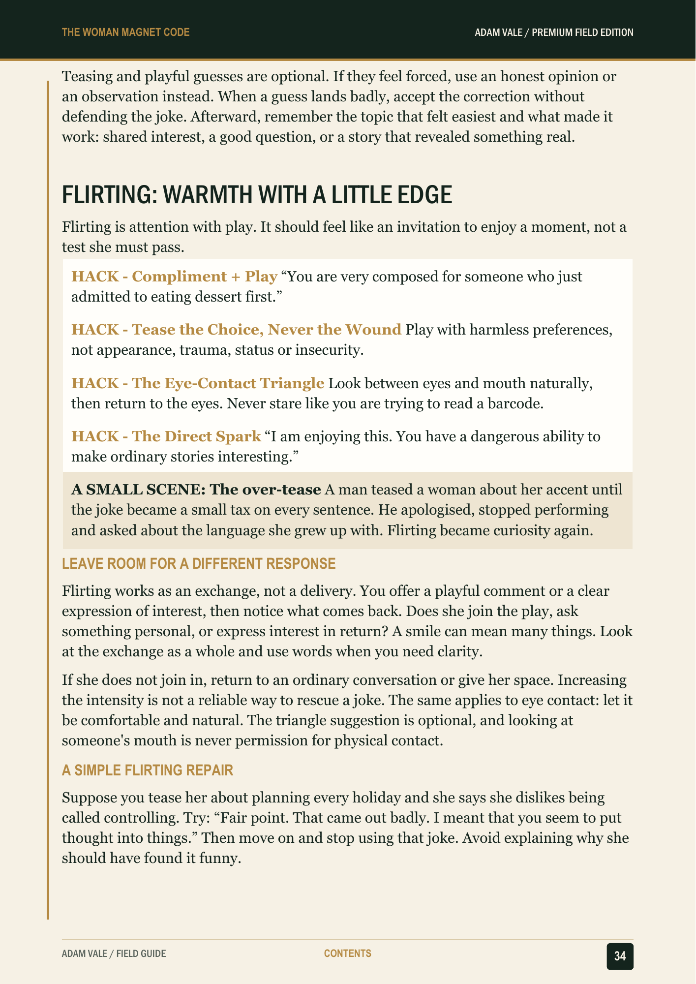 Original page 34 of The Woman Magnet Code by Adam Vale