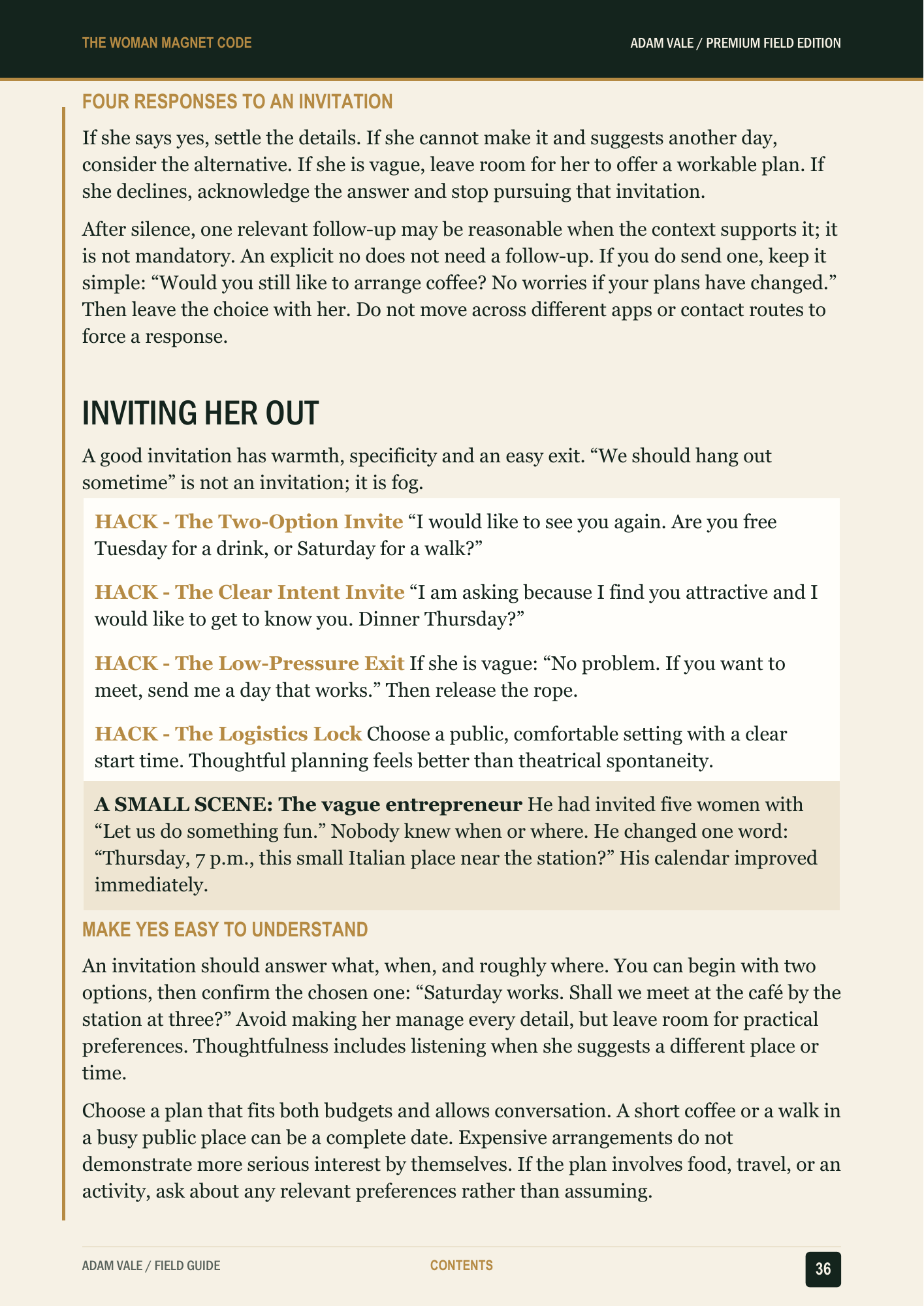 Original page 36 of The Woman Magnet Code by Adam Vale